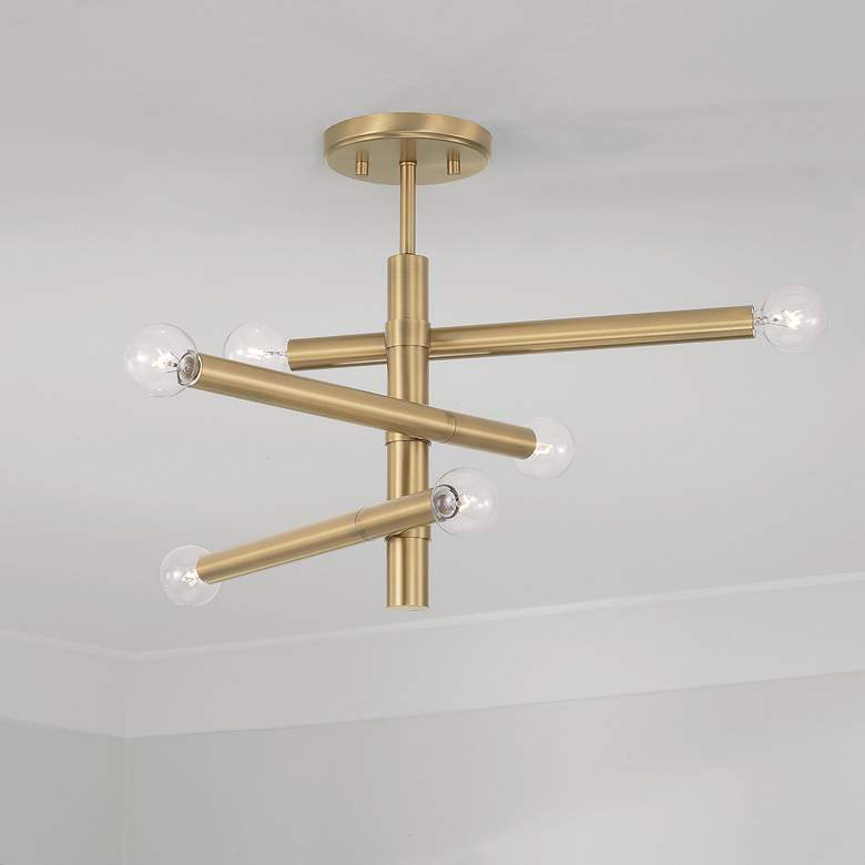 Image 1 Capital Lighting Zane 6 Light Semi-Flush Aged Brass