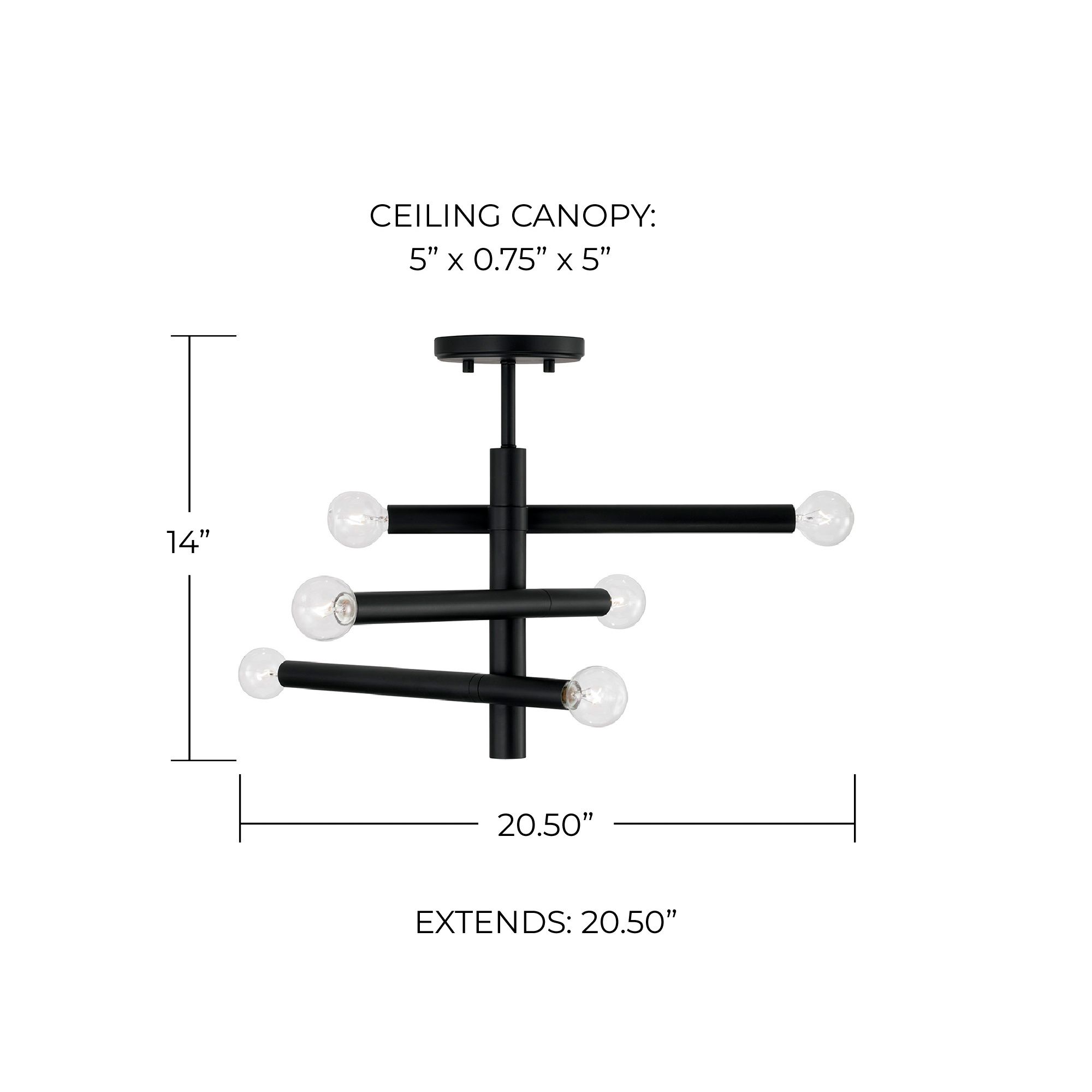 Image 4 Capital Lighting Zane 6 Light Semi-Flush Matte Black more views