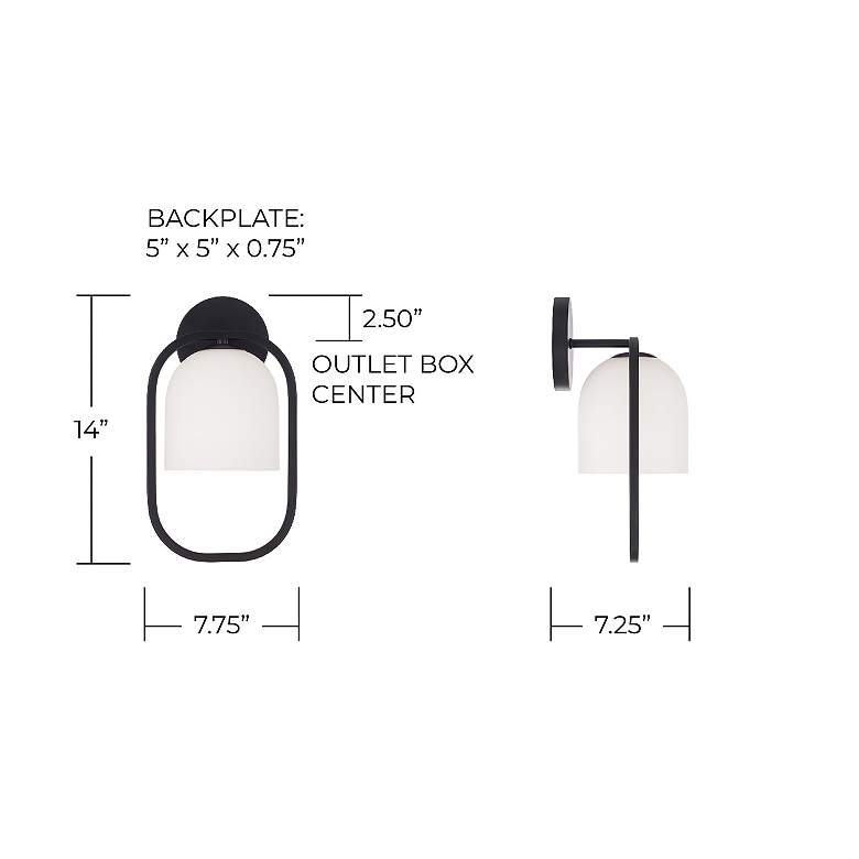 Image 6 Capital Lighting Zeek 1 Light Sconce 7.75" Matte Black more views