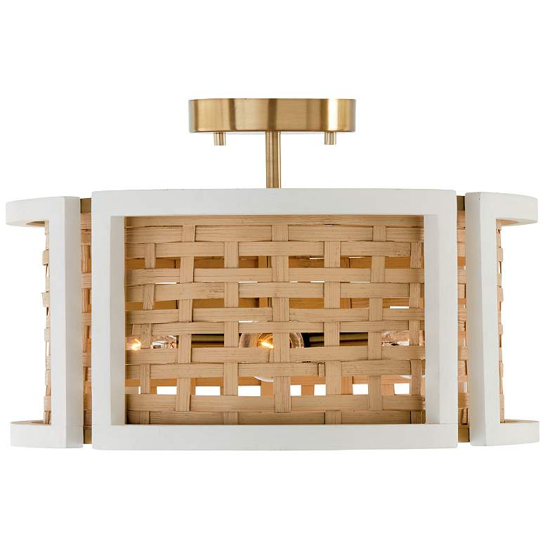 Image 1 Capital Lola 16" Wide White and Woven Rattan Ceiling Light