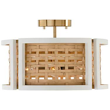 Capital Lola 16" Wide White and Woven Rattan Ceiling Light