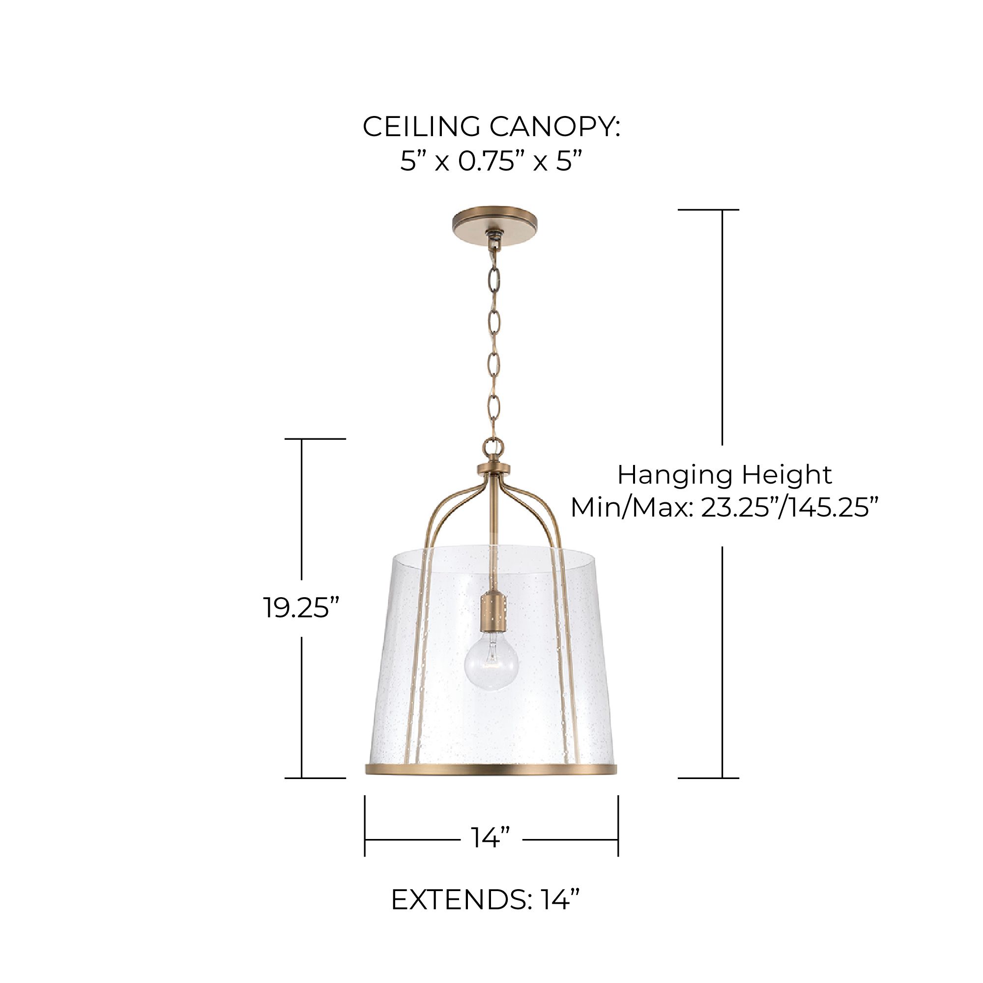 Capital Madison 14" Wide Aged Brass Metal Pendant Light