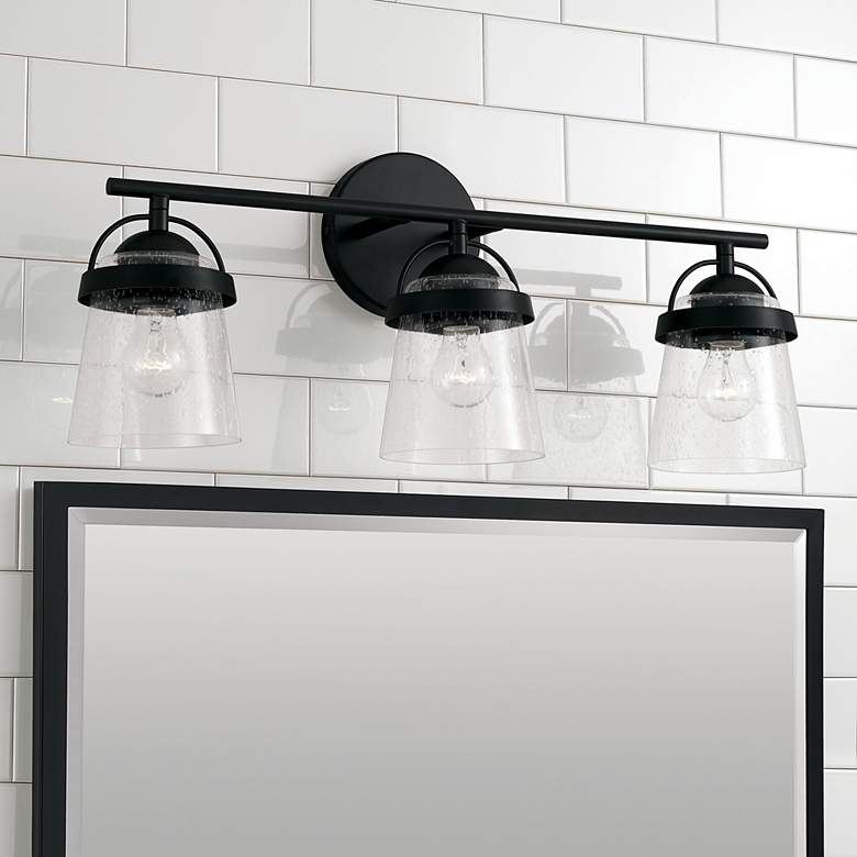 Image 1 Capital Madison 23 1/4 inch Wide Matte Black 3-Light Bath Light