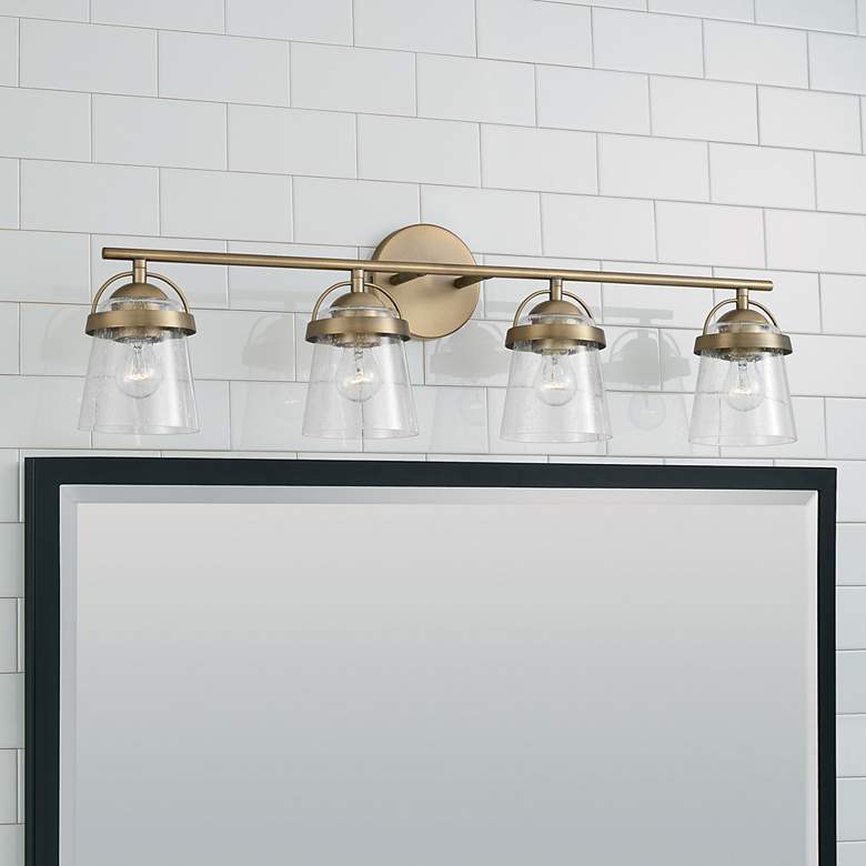 Image 1 Capital Madison 32 1/2 inch Wide Aged Brass 4-Light Bath Light