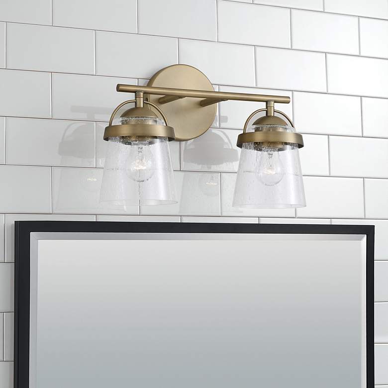 Image 1 Capital Madison 9 1/2" High Aged Brass 2-Light Wall Sconce