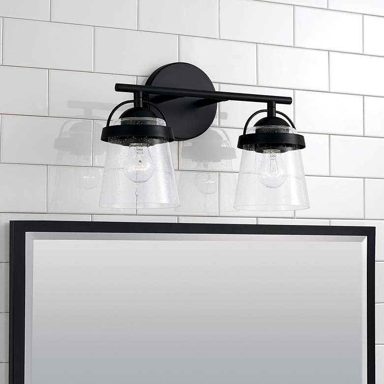 Image 1 Capital Madison 9 1/2" High Matte Black 2-Light Wall Sconce