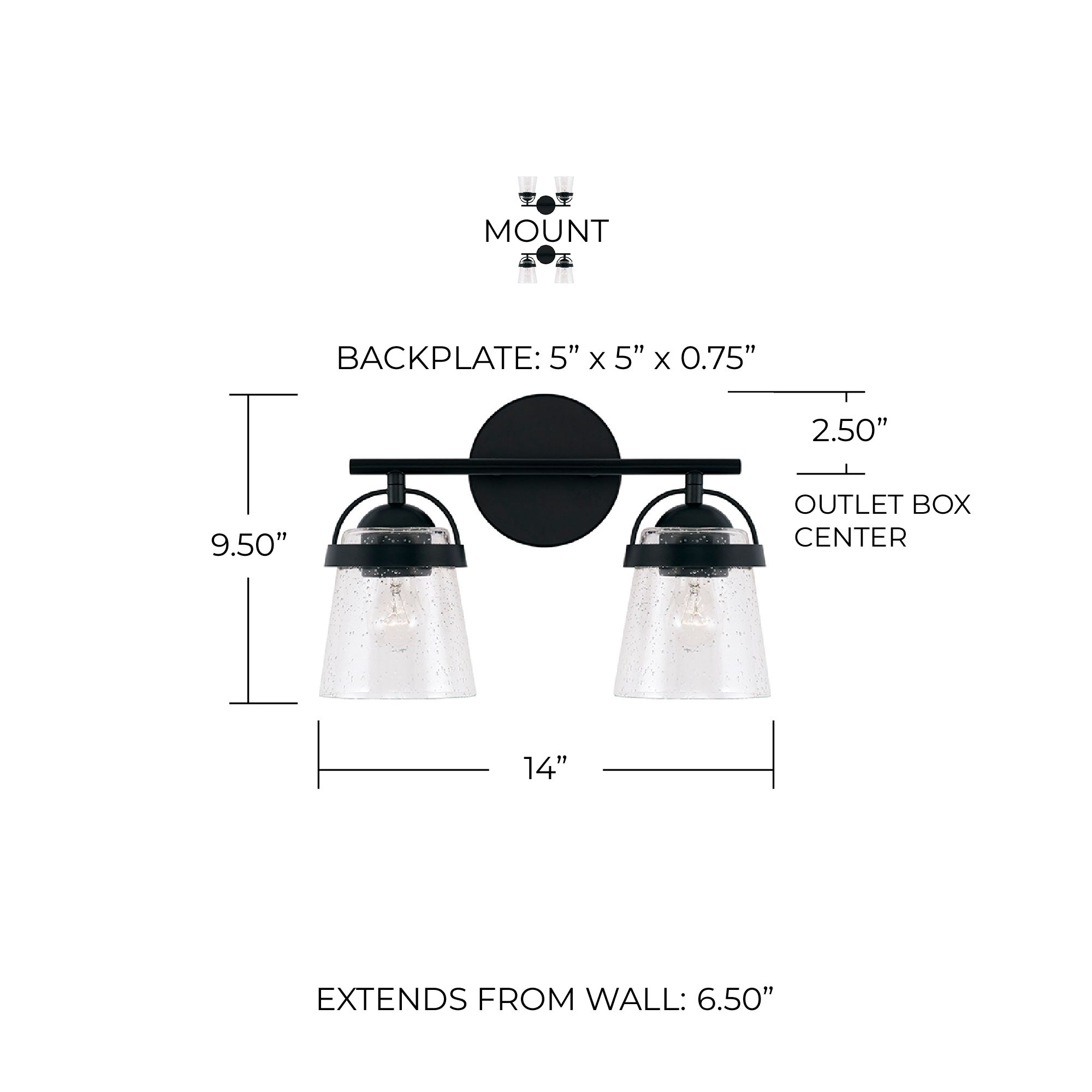 Image 6 Capital Madison 9 1/2" High Matte Black 2-Light Wall Sconce more views