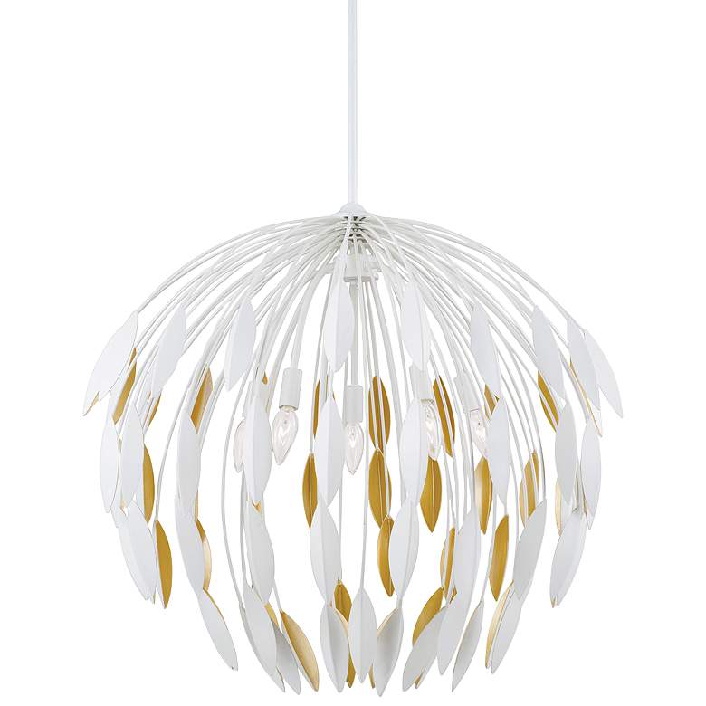 Image 3 Capital Margeaux 28"W Matte White and Gold 5-Light Pendant