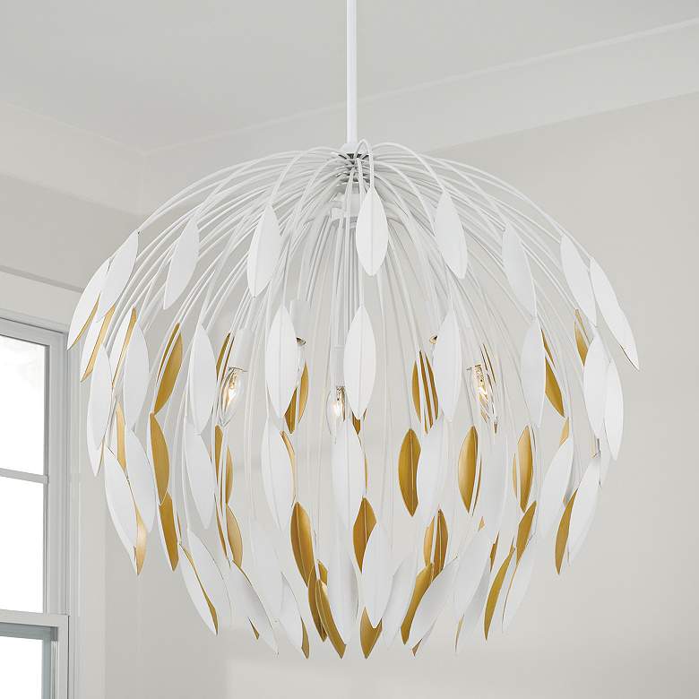 Image 2 Capital Margeaux 28"W Matte White and Gold 5-Light Pendant