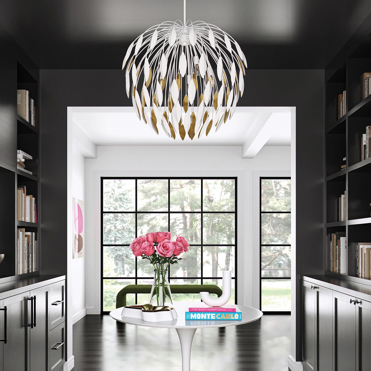 Image 6 Capital Margeaux 28"W Matte White and Gold 5-Light Pendant more views