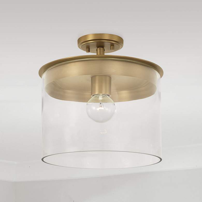 Image 1 Capital Mason 13 1/4" Wide Aged Brass Ceiling Light