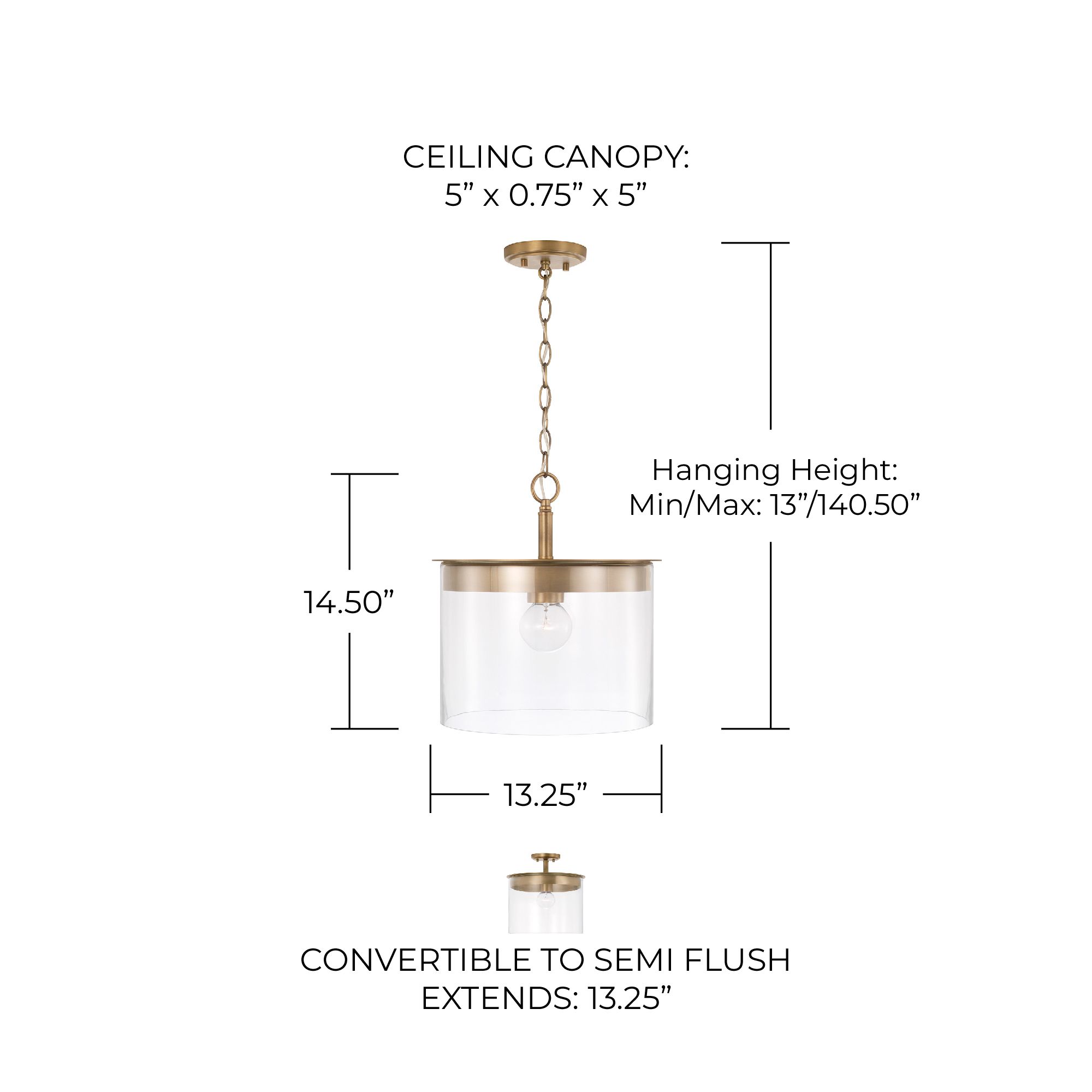 Image 7 Capital Mason 13 1/4" Wide Aged Brass Ceiling Light more views