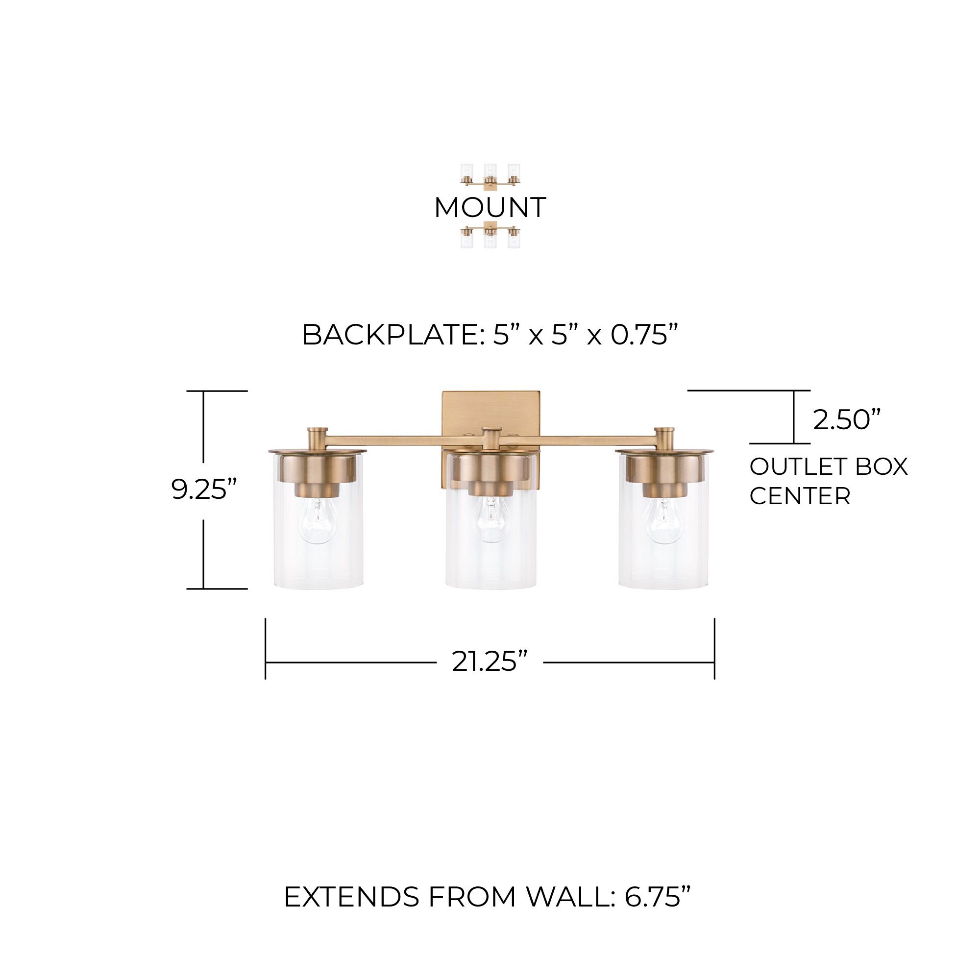 Image 5 Capital Mason 21 1/4"W Aged Brass 3-Light Vanity Bath Light more views