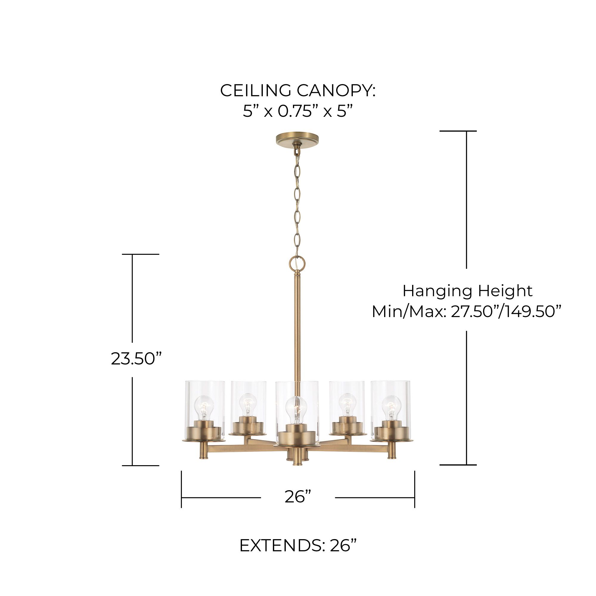 Capital Mason 26" Wide Aged Brass 6-Light Chandelier