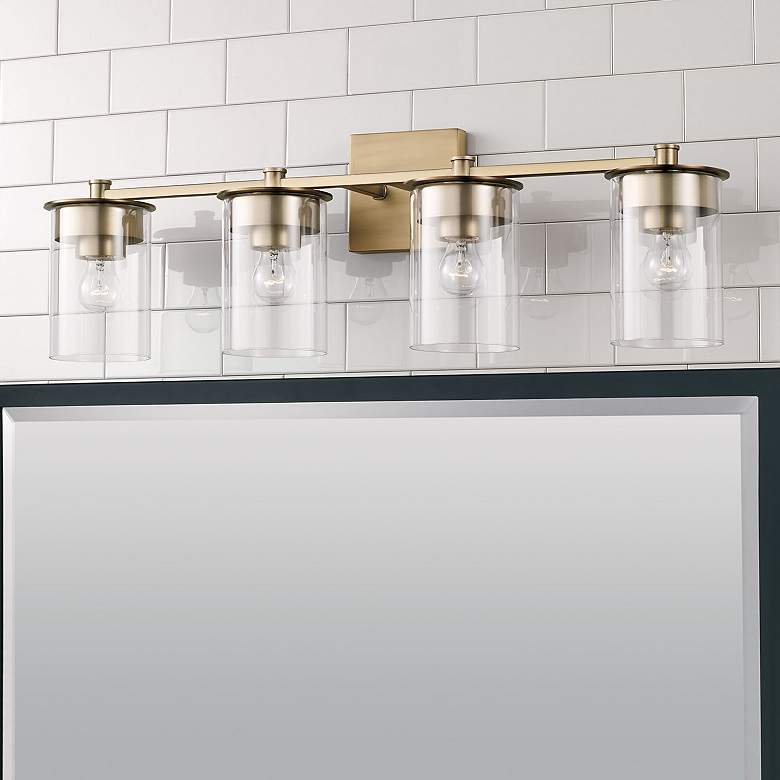 Image 1 Capital Mason 29 1/2"W Aged Brass 4-Light Vanity Bath Light
