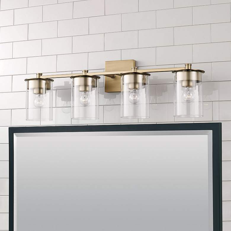 Image 3 Capital Mason 29 1/2"W Aged Brass 4-Light Vanity Bath Light more views