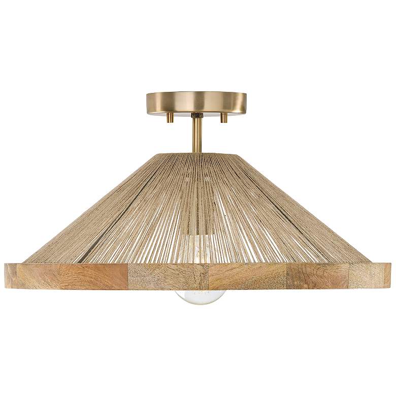 Image 2 Capital Maya 19 3/4" Matte Brass and Natural Jute Cone Ceiling Light