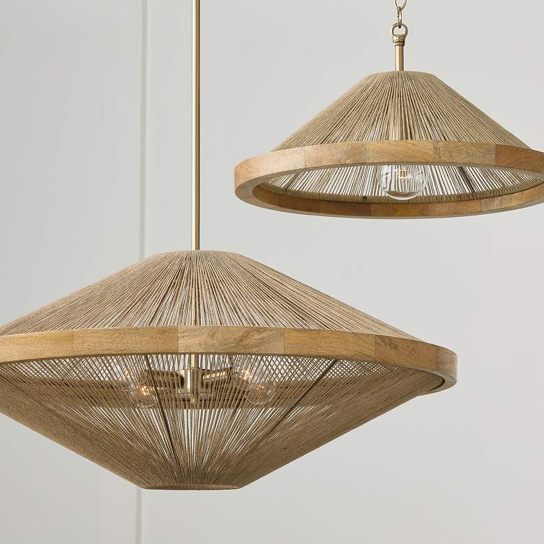 Image 7 Capital Maya 19 3/4" Matte Brass and Natural Jute Cone Ceiling Light more views