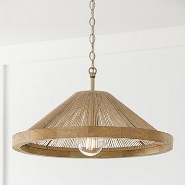 Capital Maya 19 3/4" Matte Brass and Natural Jute Cone Ceiling Light