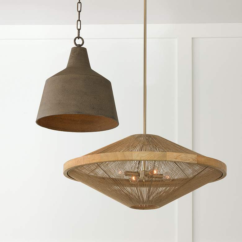 Image 3 Capital Maya 31"W Matte Brass and Jute Rope Pendant Light more views