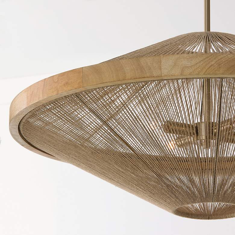 Image 4 Capital Maya 31"W Matte Brass and Jute Rope Pendant Light more views