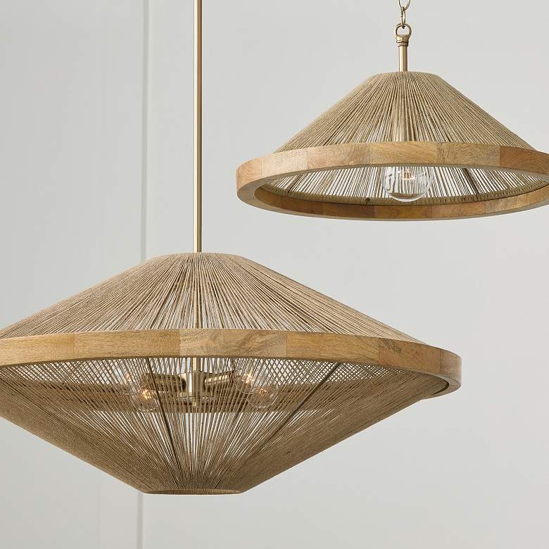 Image 5 Capital Maya 31"W Matte Brass and Jute Rope Pendant Light more views