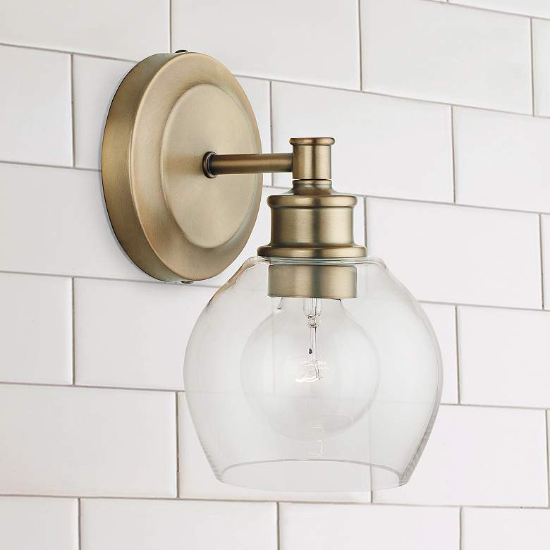 Image 1 Capital Mid Century 9 3/4" High Aged Brass Wall Sconce