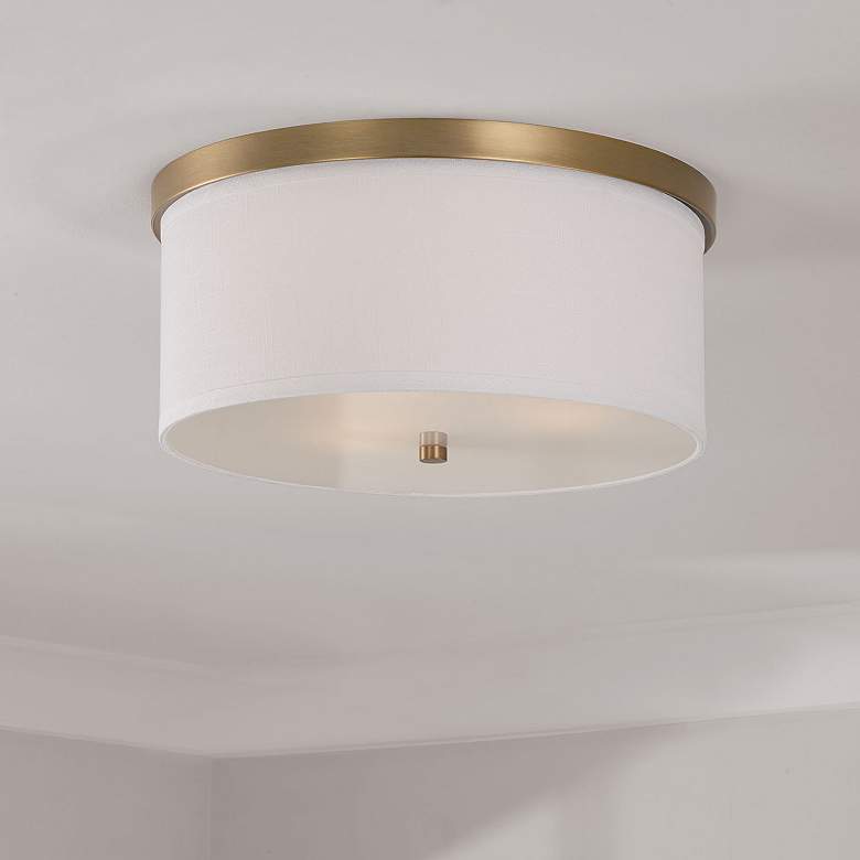 Image 1 Capital Midtown 15 3/4" Wide Aged Brass Drum Ceiling Light