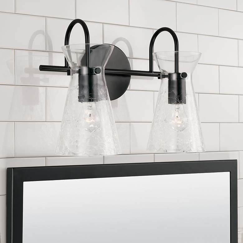 Image 1 Capital Mila 11" High Matte Black 2-Light Wall Sconce