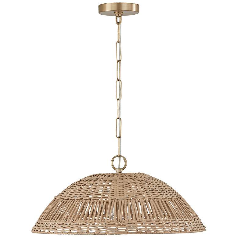 Image 2 Capital Naomi 21" Wide Brass Natural Rattan Dome Pendant Light
