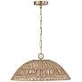 2_Capital Naomi 21" Wide Brass Natural Rattan Dome Pendant Light