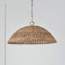 1_Capital Naomi 21" Wide Brass Natural Rattan Dome Pendant Light
