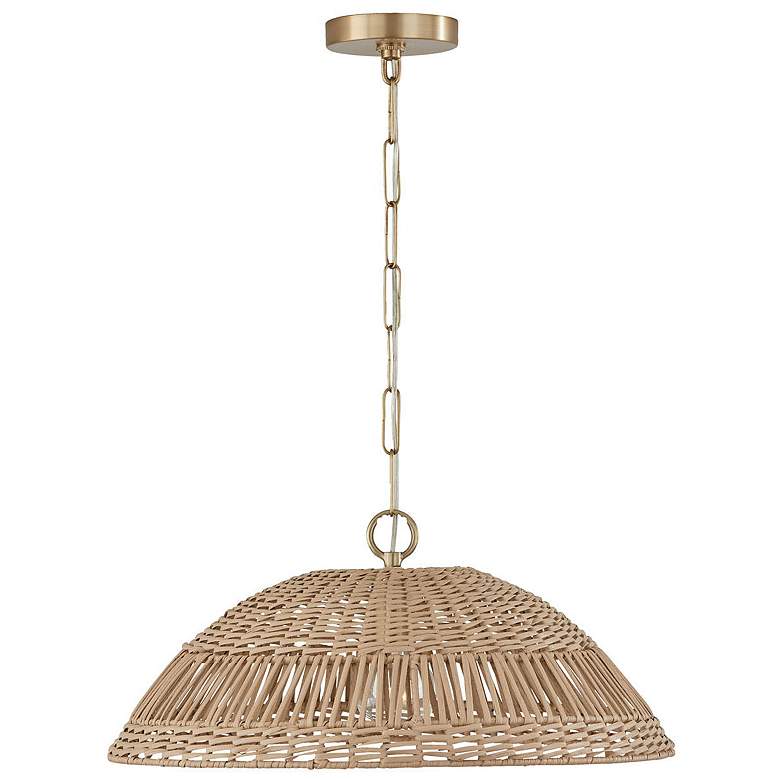 Image 1 Capital Naomi 21"W Brass Natural Rattan Dome Pendant Light