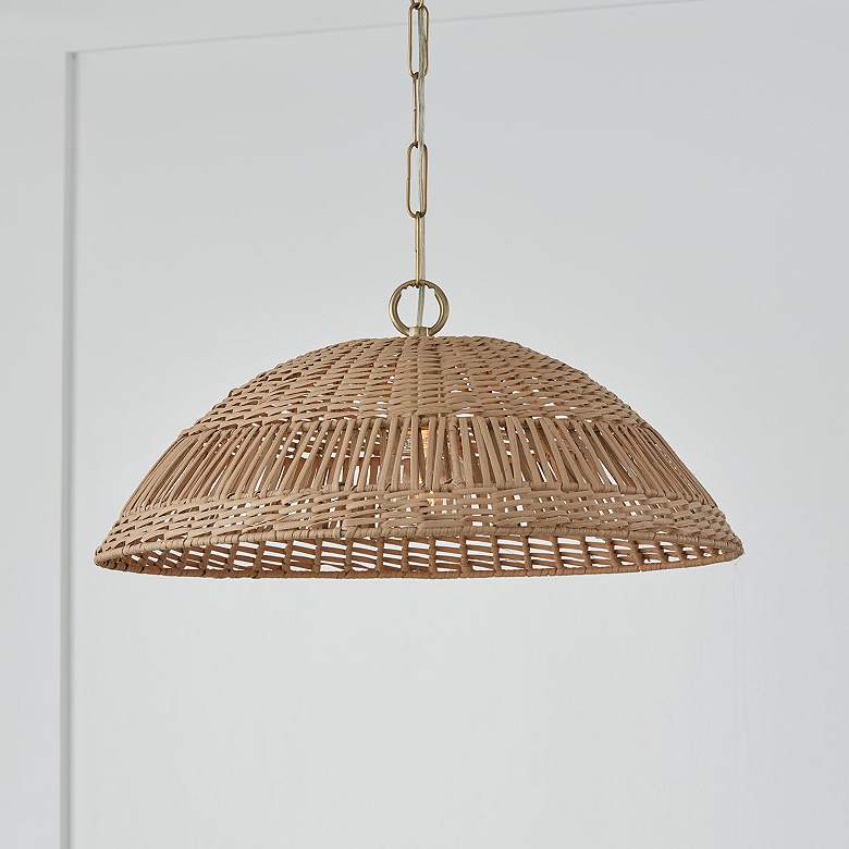 Image 1 Capital Naomi 21"W Brass Natural Rattan Dome Pendant Light