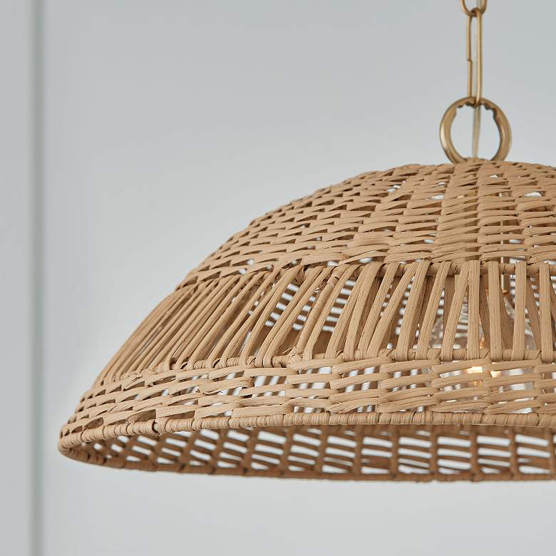 Image 3 Capital Naomi 21"W Brass Natural Rattan Dome Pendant Light more views