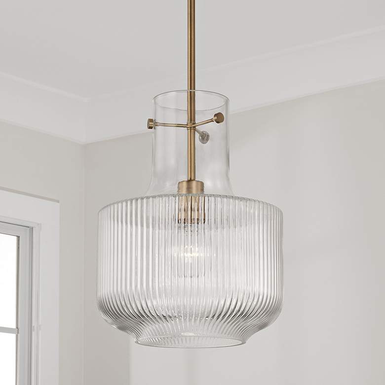 Image 2 Capital Nyla 11" Wide Aged Brass Tulip Mini Pendant