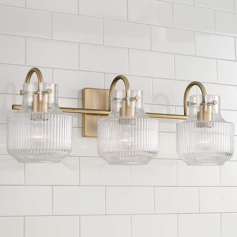 Image 1 Capital Nyla 24 1/4 inch Wide Aged Brass 3-Light Bath Light