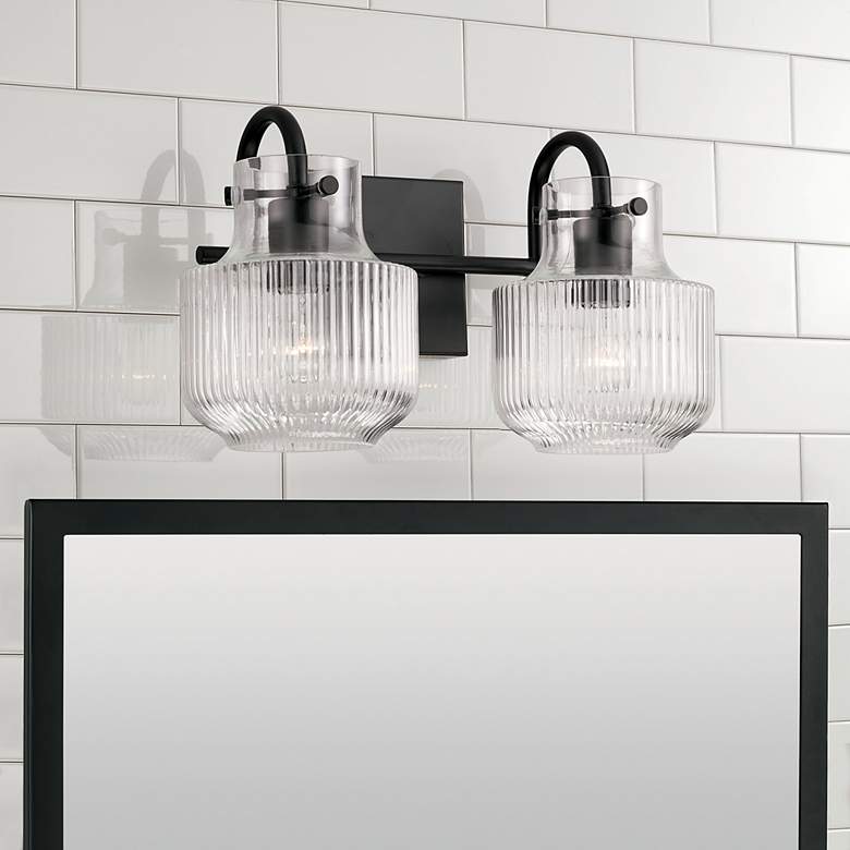 Image 1 Capital Nyla 9" High Matte Black 2-Light Wall Sconce