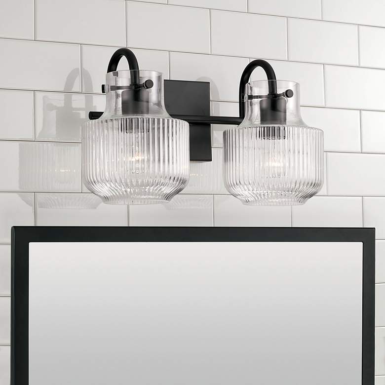 Image 1 Capital Nyla 9 inch High Matte Black 2-Light Wall Sconce