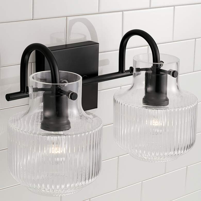 Image 5 Capital Nyla 9" High Matte Black 2-Light Wall Sconce more views