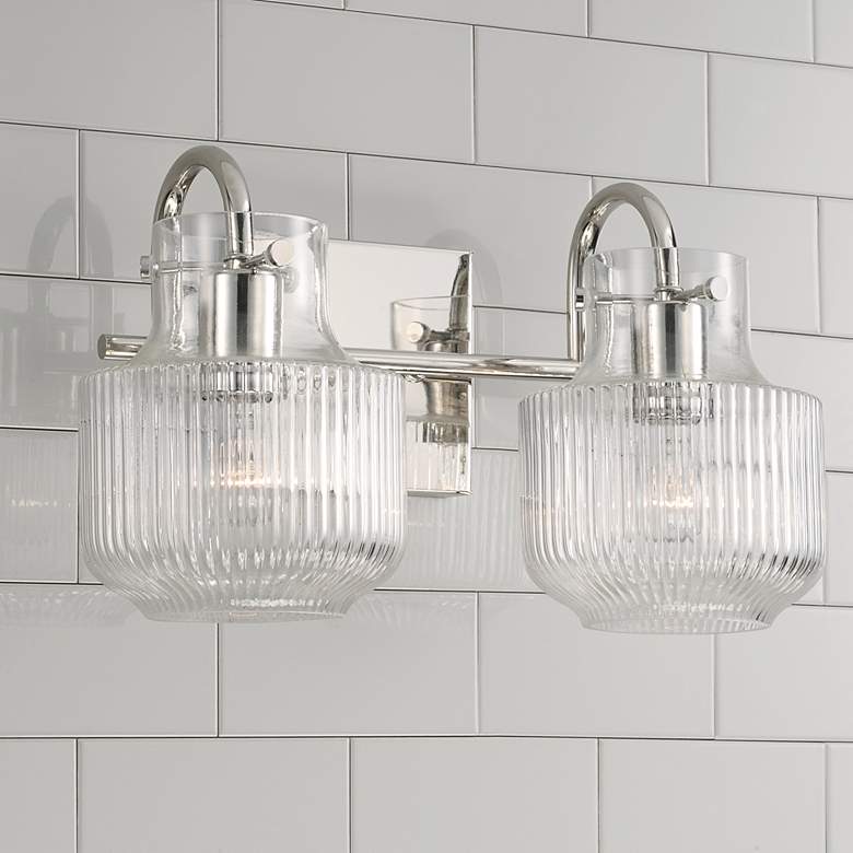 Image 1 Capital Nyla 9" High Polished Nickel 2-Light Wall Sconce