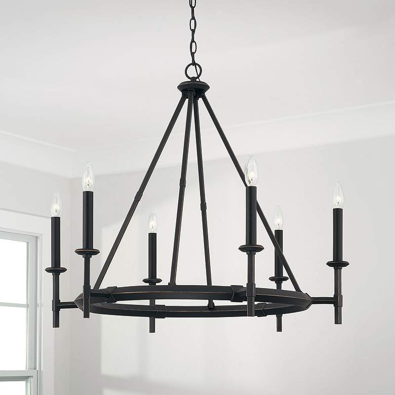Image 1 Capital Ogden 33 1/4"W Brushed Black Iron 6-Light Chandelier