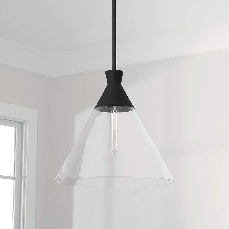 Image 1 Capital Paloma 15" Wide Textured Black Pendant Light