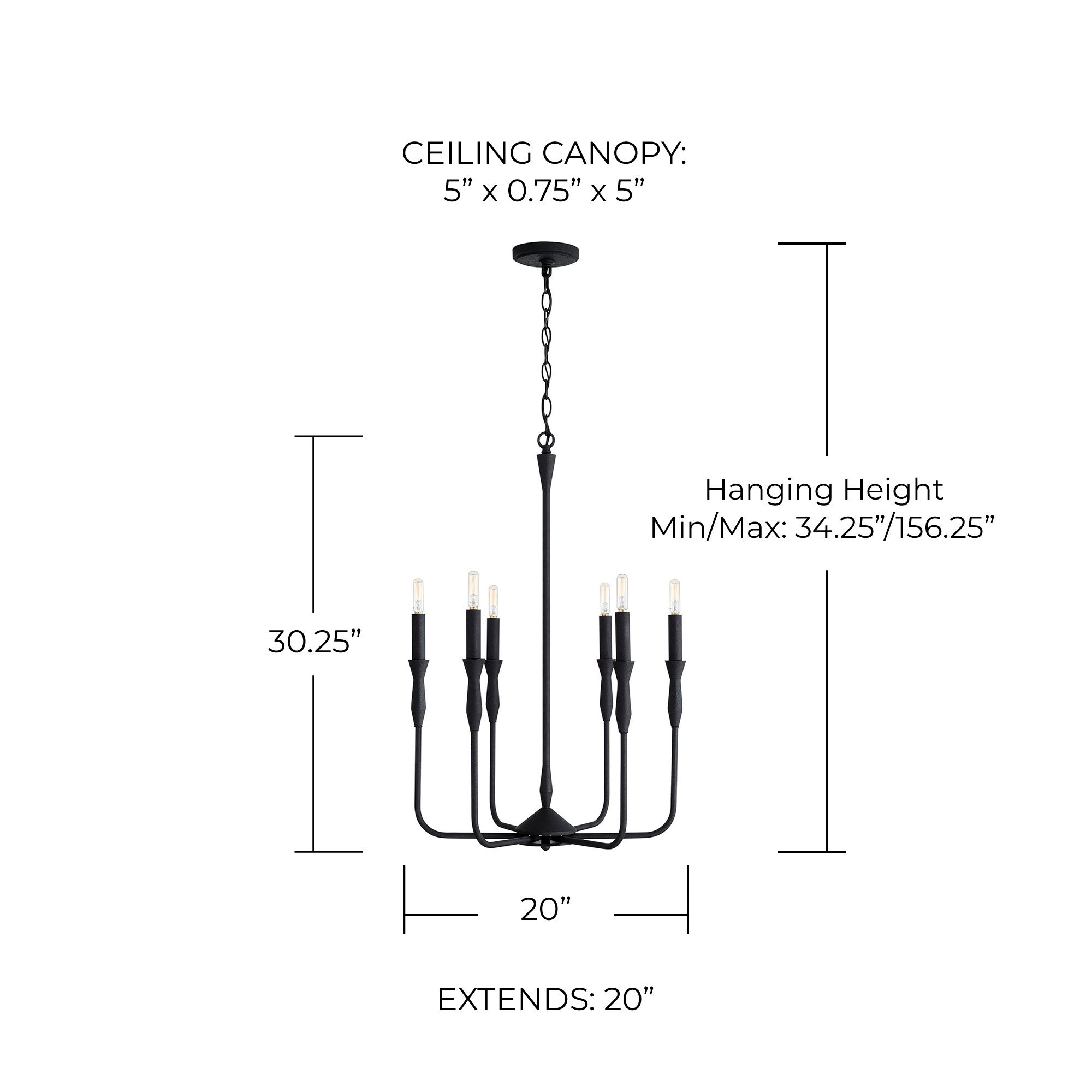 Image 5 Capital Paloma 20" Wide Textured Black 6-Light Chandelier more views