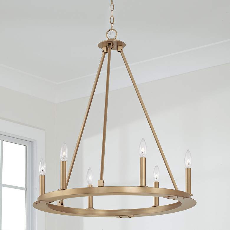 Image 1 Capital Pearson 26" Wide Aged Brass 6-Light Chandelier