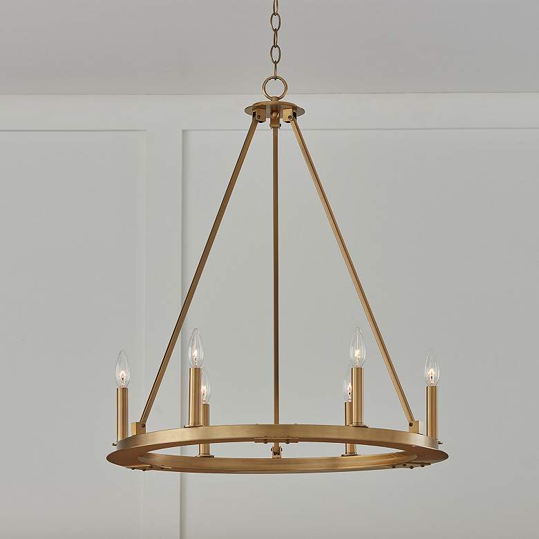 Image 4 Capital Pearson 26" Wide Aged Brass 6-Light Chandelier more views