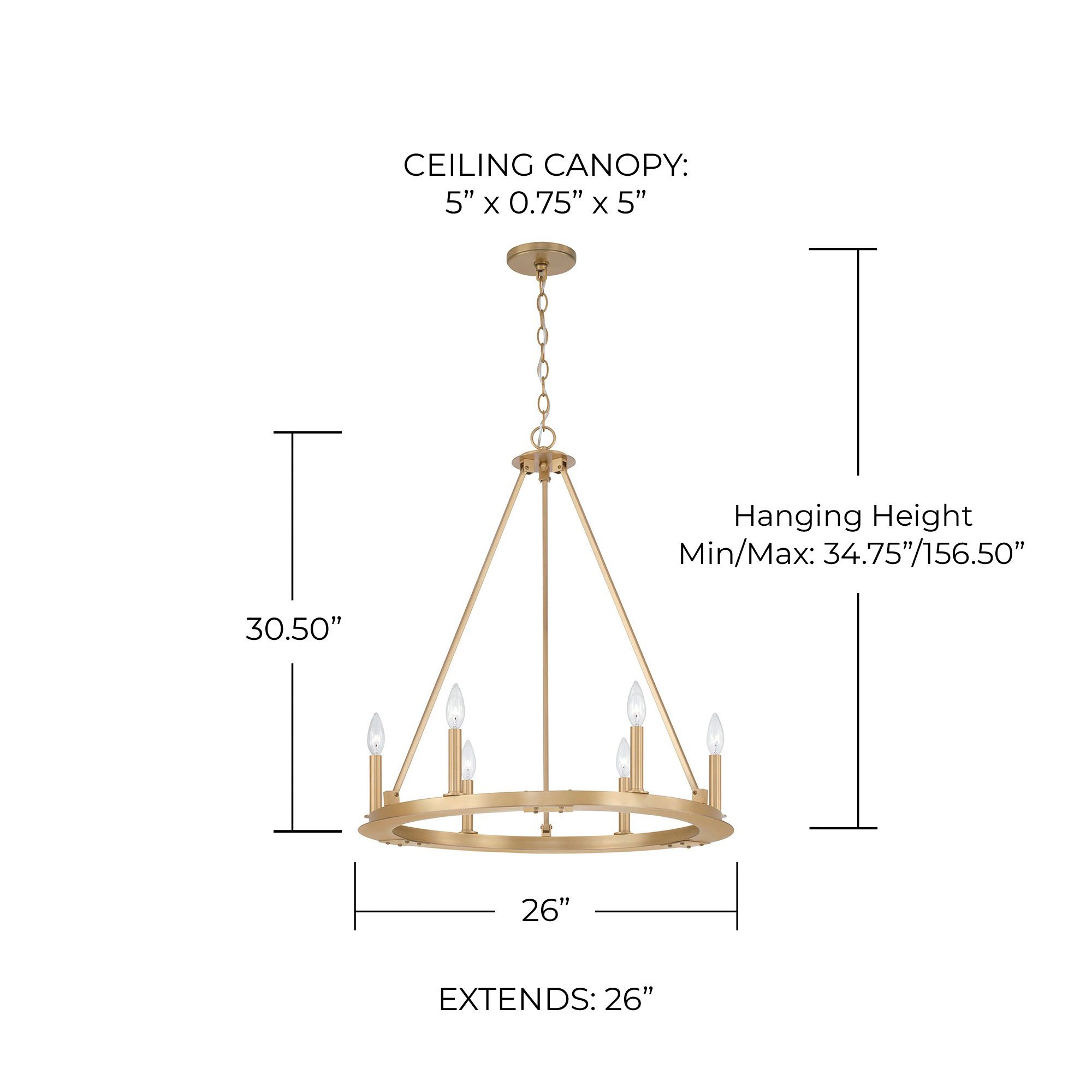Capital Pearson 26" Wide Aged Brass 6-Light Chandelier
