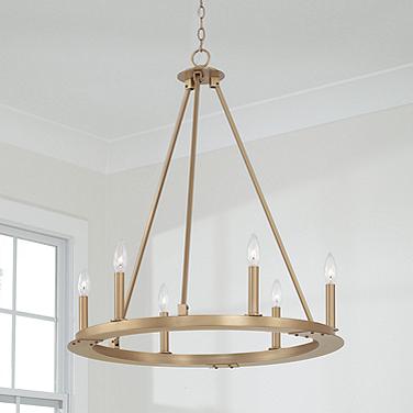 Capital Pearson 26" Wide Aged Brass 6-Light Chandelier