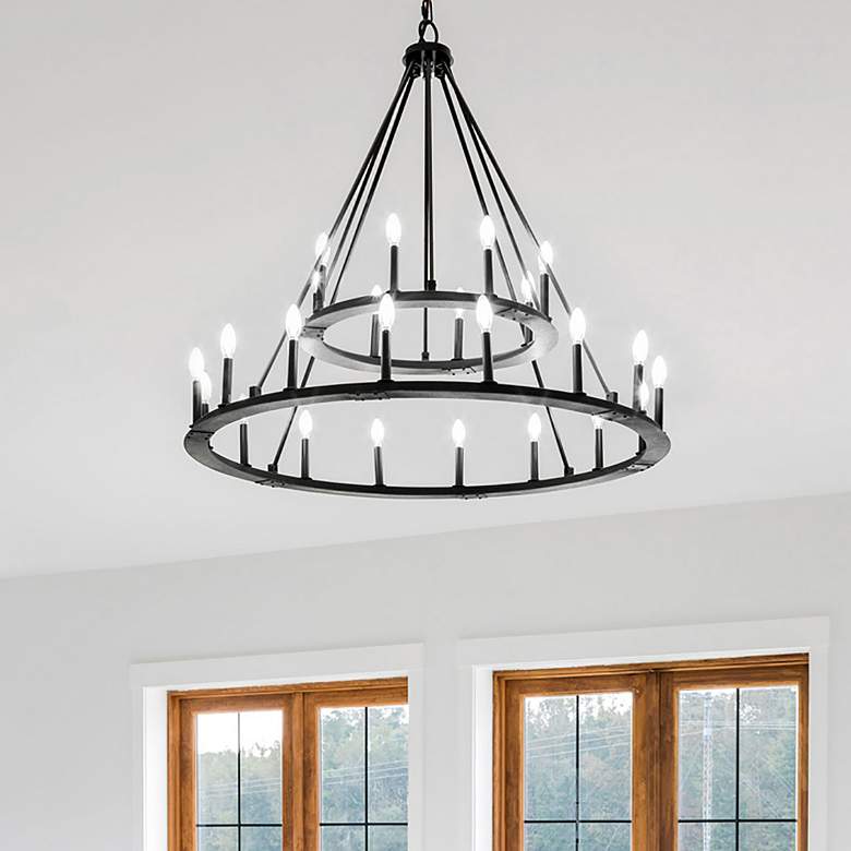 Image 2 Capital Pearson 48" Wide Black Iron 24-Light Chandelier