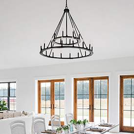 Image5 of Capital Pearson 48" Wide Black Iron 24-Light Chandelier more views